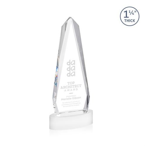 Awards and Trophies - Crystal Awards - Cheswick White on Alberton Base Obelisk Crystal Award