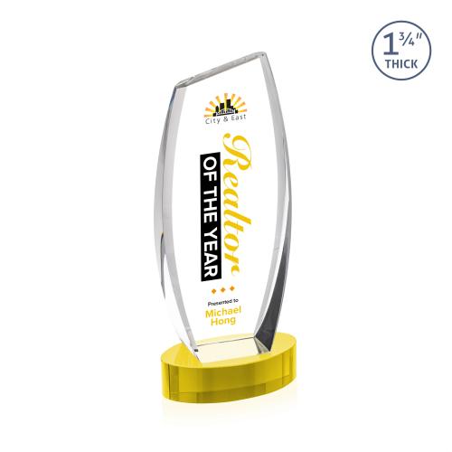 Awards and Trophies - Crystal Awards - Colorado Full Color Gold on Base Peaks Crystal Award