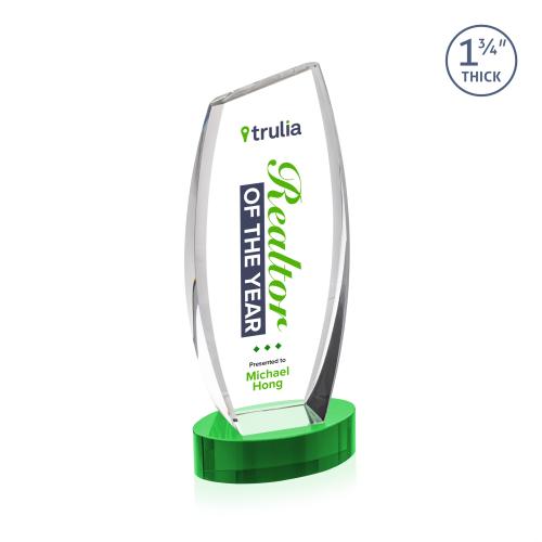 Awards and Trophies - Crystal Awards - Colorado Full Color Green on Base Peaks Crystal Award