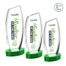 Colorado Full Color Green on Base Peaks Crystal Award - Full Color Imprint