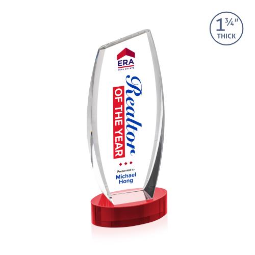 Awards and Trophies - Crystal Awards - Colorado Full Color Red on Base Peaks Crystal Award