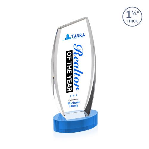 Awards and Trophies - Crystal Awards - Colorado Full Color Sky Blue on Base Peaks Crystal Award