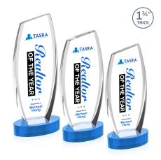 Colorado Full Color Sky Blue on Base Peaks Crystal Award - Full Color Imprint