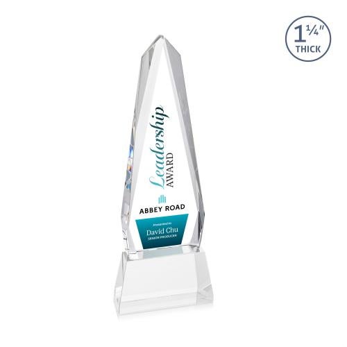 Awards and Trophies - Crystal Awards - Cheswick Full Color Clear on Entwhistle Base Obelisk Crystal Award