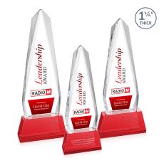 Cheswick Full Color Red on Entwhistle Base Obelisk Crystal Award - Full Color Imprint
