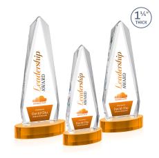 Cheswick Full Color Amber on Alberton Base Obelisk Crystal Award - Full Color Imprint