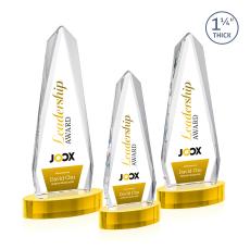 Cheswick Full Color Gold on Alberton Base Obelisk Crystal Award - Full Color Imprint