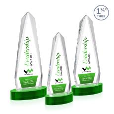 Cheswick Full Color Green on Alberton Base Obelisk Crystal Award - Full Color Imprint