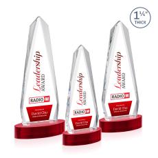 Cheswick Full Color Red on Alberton Base Obelisk Crystal Award - Full Color Imprint