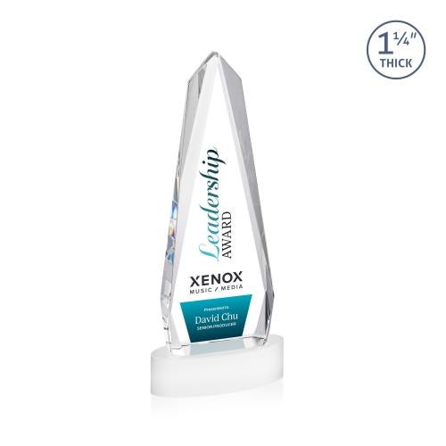 Awards and Trophies - Crystal Awards - Cheswick Full Color White on Alberton Base Obelisk Crystal Award