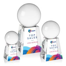 Crystal Ball Full Color Globe on Tall Base Crystal Award - Full Color Imprint