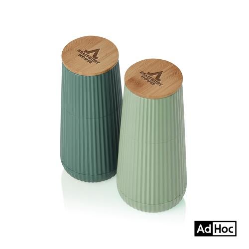 Promotional Products - Housewares - Salt & Pepper Mills - AdHoc&reg; Scape Salt & Pepper Mill Set w/Oak Wood Lid