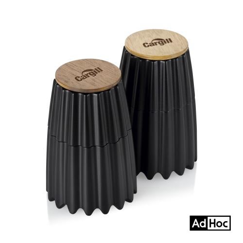 Promotional Products - Housewares - Salt & Pepper Mills - AdHoc&reg; MagTwo Salt & Pepper Mill Set w/Bamboo Wood Lid