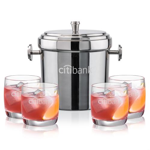 Corporate Gifts - Barware - Gift Sets - Milano Ice Bucket & Ritz On-the-Rocks Set