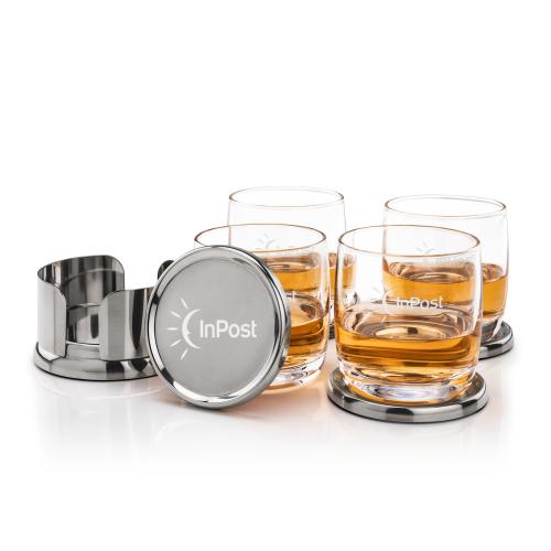 Corporate Gifts - Barware - Gift Sets - Baldoni Coasters & Ritz On-the-Rocks Set