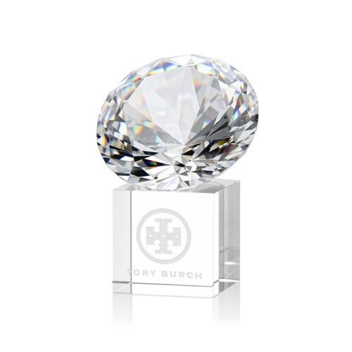 Awards and Trophies - Crystal Awards - Gemstone Diamond on Cube Crystal Award