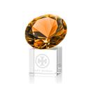 Gemstone Amber on Cube Crystal Award