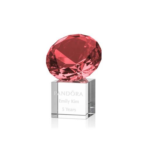 Awards and Trophies - Crystal Awards - Gemstone Ruby on Cube Crystal Award