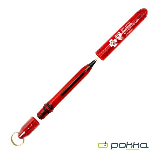 Promotional Products - Writing Instruments - Plastic Pens - Pokka&reg; Pocket Pen w/Dock & Gold Keyring