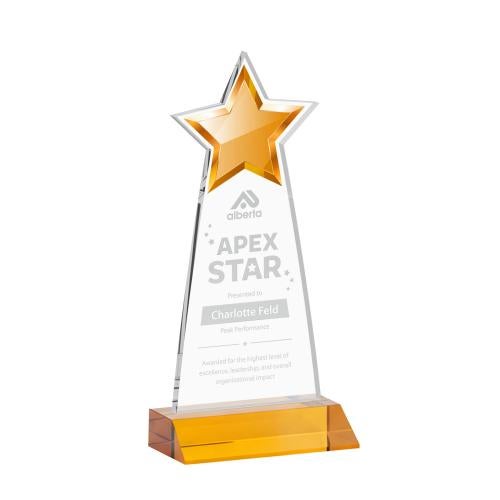 Awards and Trophies - Crystal Awards - Starlite Amber Star Crystal Award