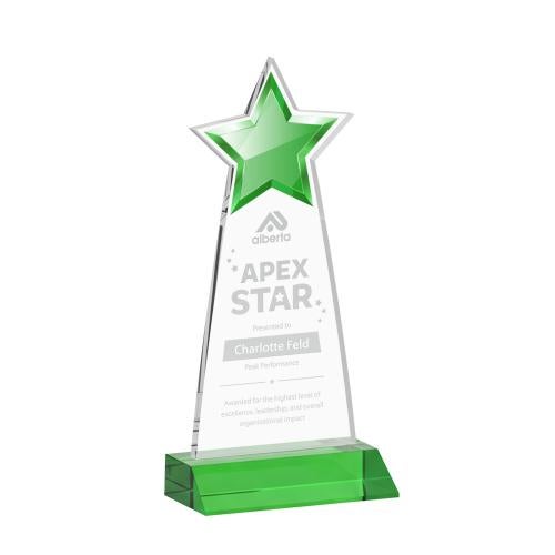 Awards and Trophies - Crystal Awards - Starlite Green Star Crystal Award