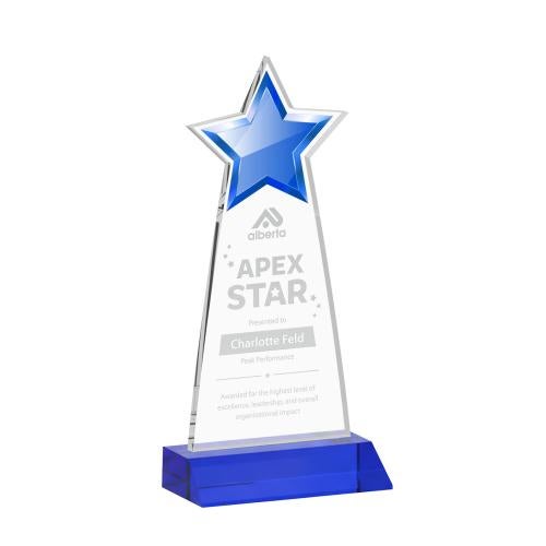 Awards and Trophies - Crystal Awards - Starlite Blue Star Crystal Award