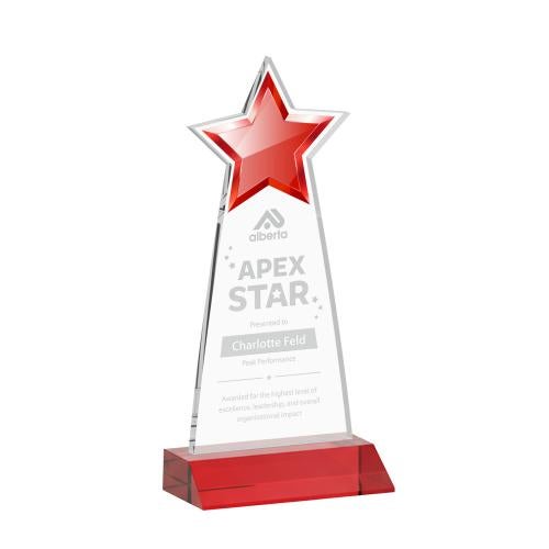 Awards and Trophies - Crystal Awards - Starlite Red Star Crystal Award