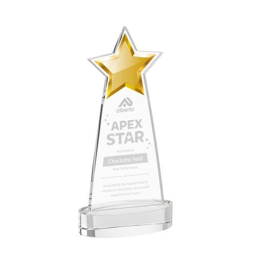 Awards and Trophies - Crystal Awards - Starlite Clear on Alberton Base Star Crystal Award