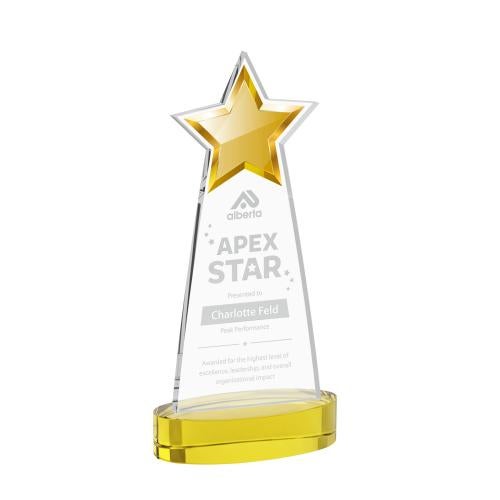 Awards and Trophies - Crystal Awards - Starlite Gold on Alberton Base Star Crystal Award