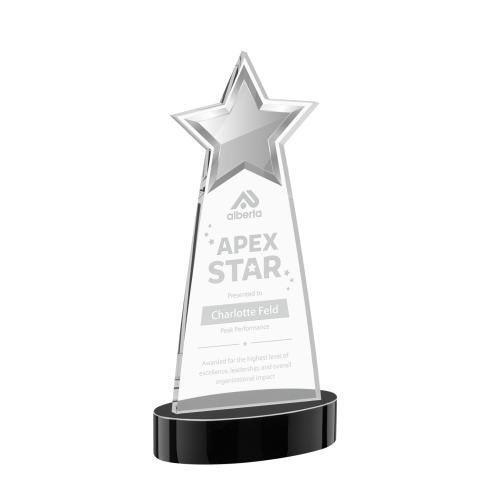 Awards and Trophies - Crystal Awards - Starlite Black on Alberton Base Star Crystal Award