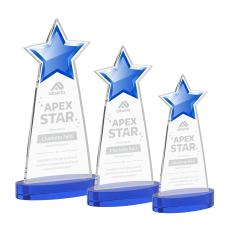 Starlite Blue on Alberton Base Star Crystal Award - Colored Crystal Awards