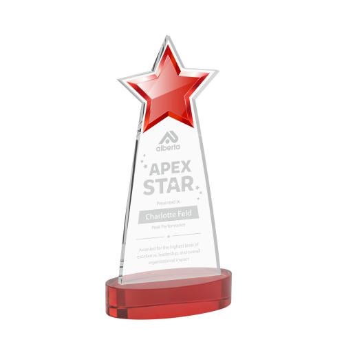 Awards and Trophies - Crystal Awards - Starlite Red on Alberton Base Star Crystal Award
