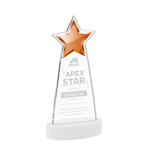 Awards and Trophies - Crystal Awards - Starlite White on Alberton Base Star Crystal Award