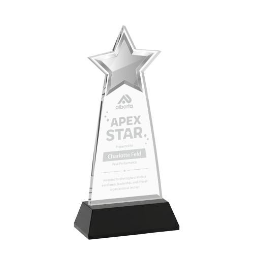 Awards and Trophies - Crystal Awards - Starlite Black on Hartford Base Star Crystal Award