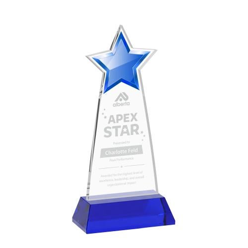 Awards and Trophies - Crystal Awards - Starlite Blue on Hartford Base Star Crystal Award