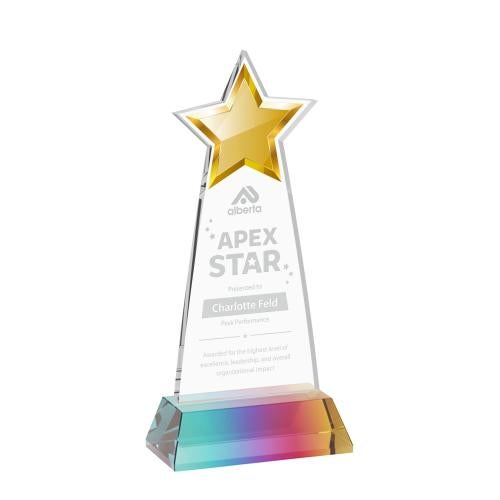 Awards and Trophies - Crystal Awards - Starlite Prismatic on Hartford Base Star Crystal Award