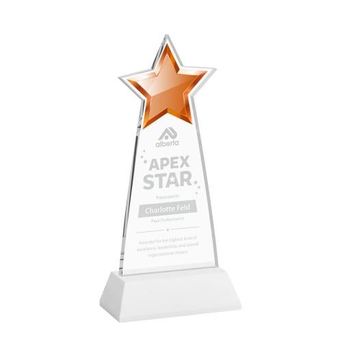 Awards and Trophies - Crystal Awards - Starlite White on Hartford Base Star Crystal Award