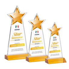 Starlite Full Color Amber Star Crystal Award - Full Color Imprint