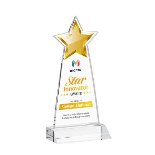 Awards and Trophies - Crystal Awards - Starlite Full Color Clear Star Crystal Award