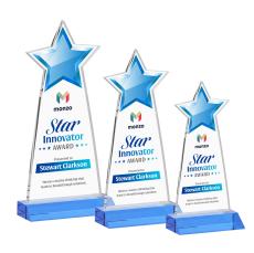 Starlite Full Color Sky Blue Star Crystal Award - Full Color Imprint