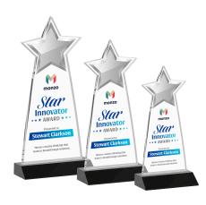 Starlite Full Color Black Star Crystal Award - Full Color Imprint