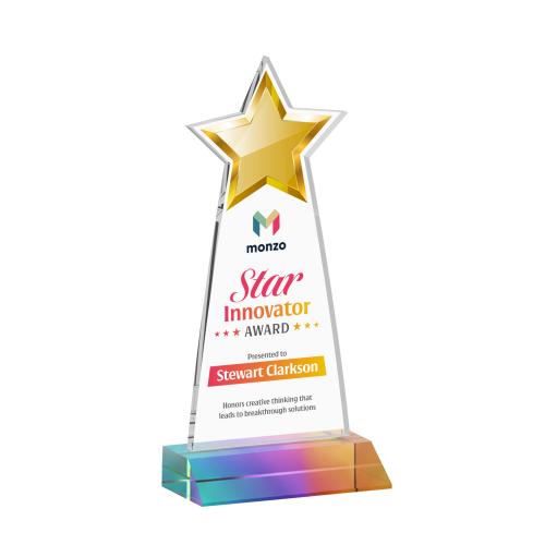Awards and Trophies - Crystal Awards - Starlite Full Color Prismatic Star Crystal Award