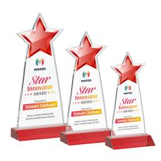 Starlite Full Color Red Star Crystal Award - Full Color Imprint