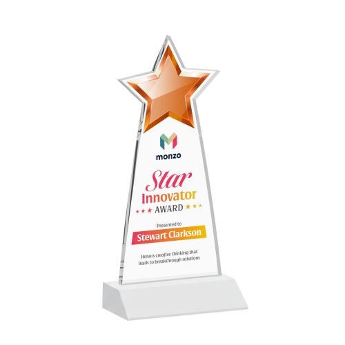 Awards and Trophies - Crystal Awards - Starlite Full Color White Star Crystal Award