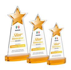 Starlite Full Color Amber on Alberton Base Star Crystal Award - Full Color Imprint