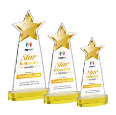 Starlite Full Color Gold on Alberton Base Star Crystal Award - Full Color Imprint