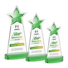 Starlite Full Color Green on Alberton Base Star Crystal Award - Full Color Imprint