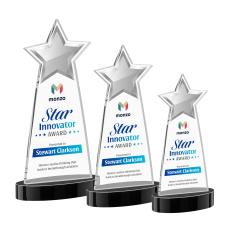 Starlite Full Color Black on Alberton Base Star Crystal Award - Full Color Imprint