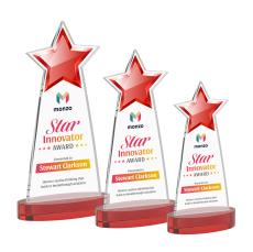 Starlite Full Color Red on Alberton Base Star Crystal Award - Full Color Imprint