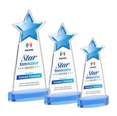 Starlite Full Color Sky Blue on Alberton Base Star Crystal Award - Full Color Imprint